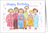 Happy Birthday from All Of Us Office Work Place Illustration card