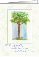 With Sympathy For Loss of Mother in Law Tree Watercolor Illustration card