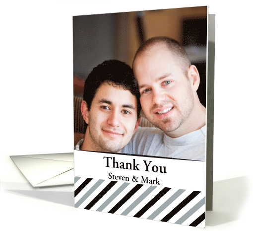 Wedding Gift Thank You Elegant Black White Custom Photo card (1131628)