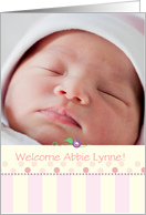 Birth Annoucement Baby Girl Pink Dots Photo card