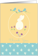 Baby Shower Gift Thank You Rabbit Bird Yellow card