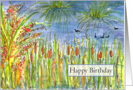 Happy Birthday Duck Pond Cattails card