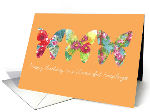 Happy Birthday Wonderful Employee Orange Butterflies card (1185444)