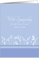 With Sympathy Loss of Sister-in-Law White Plant Art card