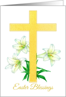 Easter Blessings Cross White Lily Flowers card