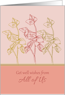 Get Well Wishes From All of Us Green Leaves Drawing card