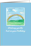 Happy Birthday Rainbow Grass Hills Blue card