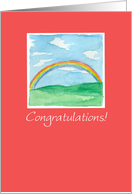 Congratulations Rainbow Landscape Watercolor Painting card