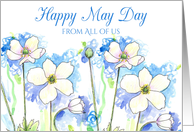 Happy May Day From All Of Us White Windflowers card