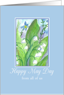 Happy May Day From All of Us Lily of the Valley Watercolor card