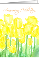Anniversary Celebration Invitation Yellow Tulip Flowers Spatter Spots card