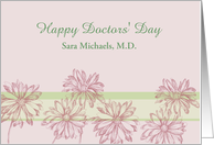 Happy Doctors’ Day Custom Name Daisy Botanical Art Mauve Floral card