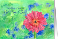 Happy Paralegal Day Pink Gerbera Daisy Watercolor Painting card