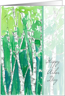 Happy Arbor Day Aspen Trees Green Watercolor Art card