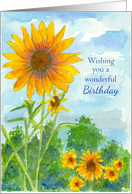 Wishing You A Wonderful Birthday Sunflowers card