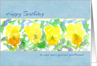 Happy Birthday Son’s Girlfriend Yellow Pansies Watercolor card