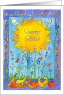 Summer Solstice Sun Moon Stars Flowers Nature card