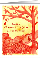 Happy Chinese New Year Of The Dragon Watercolor Illustration card