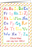 Child Congratulations Learning Alphabet Primary Colors Custom Name card