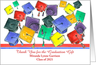 Graduation Gift Thank You Caps School Colors Stripes Custom Name card
