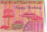 Red Hat Happy Birthday Vintage Hat Boxes card