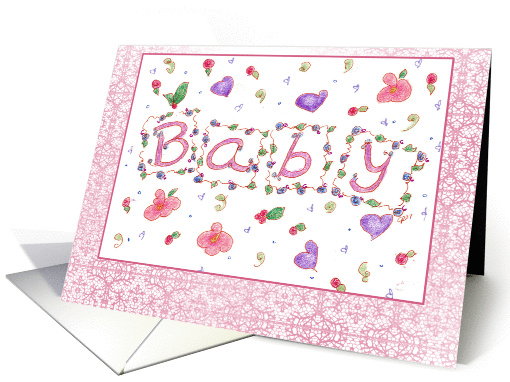 New Baby Girl Pink Birth Announcement card (146534)