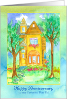 Happy Anniversary Favorite Pen Pal Victorian House Cat card