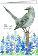 State Bird of Texas Mockingbird Bluebonnet Flowers card