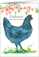 State Bird of Delaware Blue Hen Chicken Peach Blossom card