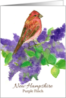 State Bird of New Hampshire Purple Finch Lilacs Watercolor card