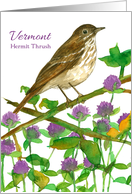 State Bird of Vermont Hermit Thrush Clover Watercolor card