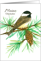 State Bird of Maine Chickadee White Pine Cone Tassel card
