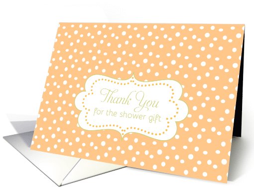 Baby Shower Thank You Card Melon Orange White Dot Art card (158354)