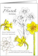 For Your March Birthday Daffodils Jonquils Botanical card