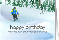 Skiing Sports Happy Birthday Fun Adventures Winter Snow card