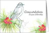 Congratulations Fellowship Bird Pine Tree Buds card