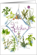 Herbal Kitchen Garden Cooking Note Card Watercolor Illustration card