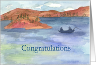 Retirement Congratulations Lake Fishing Mountain Landscape card