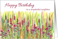 Happy Birthday To A Wonderful Neighbor Cattails card