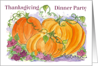 Thanksgiving Dinner Party Invitation Pumpkins Flowers card