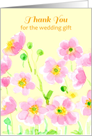 Thank you Wedding Gift Pink Wildflowers Yellow card