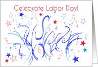 Celebrate Labor Day Red White Blue Stars Confetti card