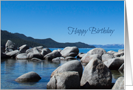 Happy Birthday Mountain Lake Rocks Nature Photography card