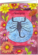 Happy Birthday Scorpio Astrology Chrysanthemum Flowers card