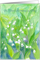 Happy May Birthday Lily of the Valley Watercolor Flowers card