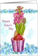 Happy Sister’s Day Pink Hyacinth Flower card