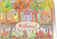 Welcome to the Neighborhood New Home Houses Watercolor Art card