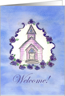 Welcome New Church Member Purple Flower Watercolor card