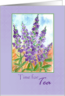 Time for Tea Purple Lupines Watercolor card