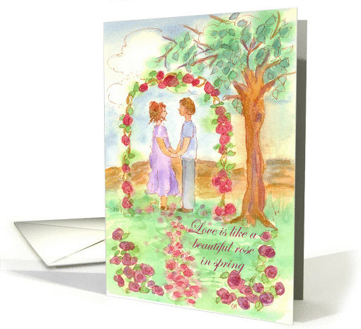 Engagement Party Invitation Wedding Couple Watercolor Rose Garden card